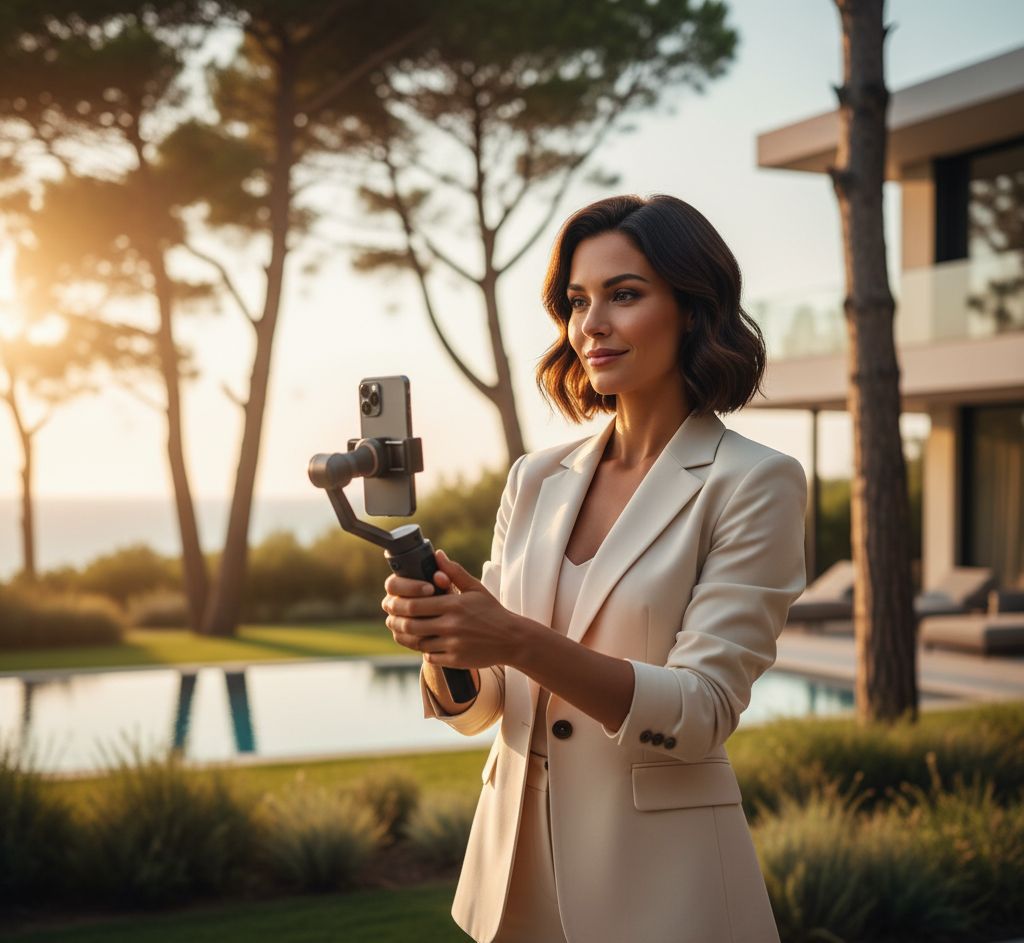 Agente inmobiliaria construyendo su marca personal con video